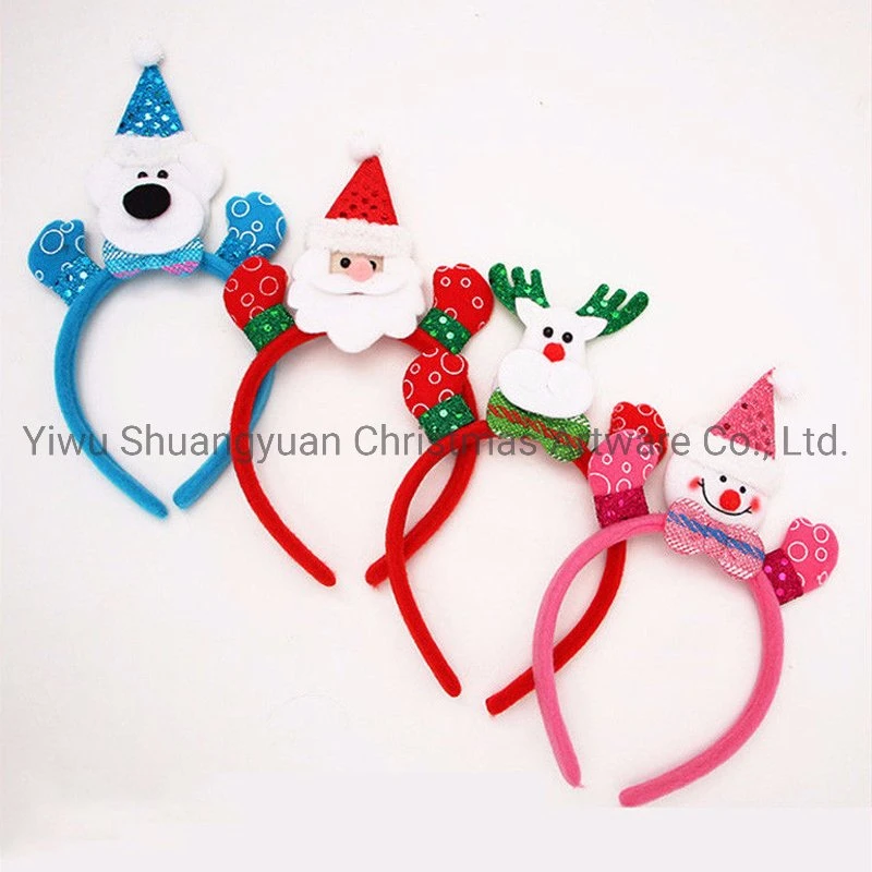 Christmas Headband Santa Xmas Party Decor Double Hair Band Clasp Head Hoop