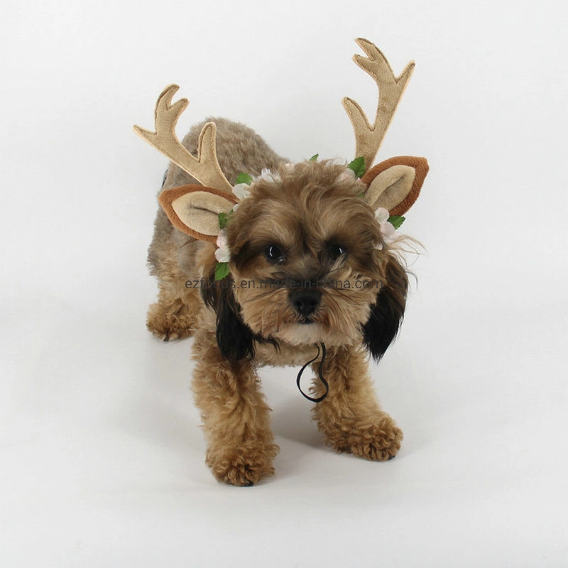 Dog Elk Antler Reindeer Hat Cap Dog Cat Pet Christmas Costume Outfits Small Big Dog Hat Headwear Hair Grooming Accessories Wbb12536